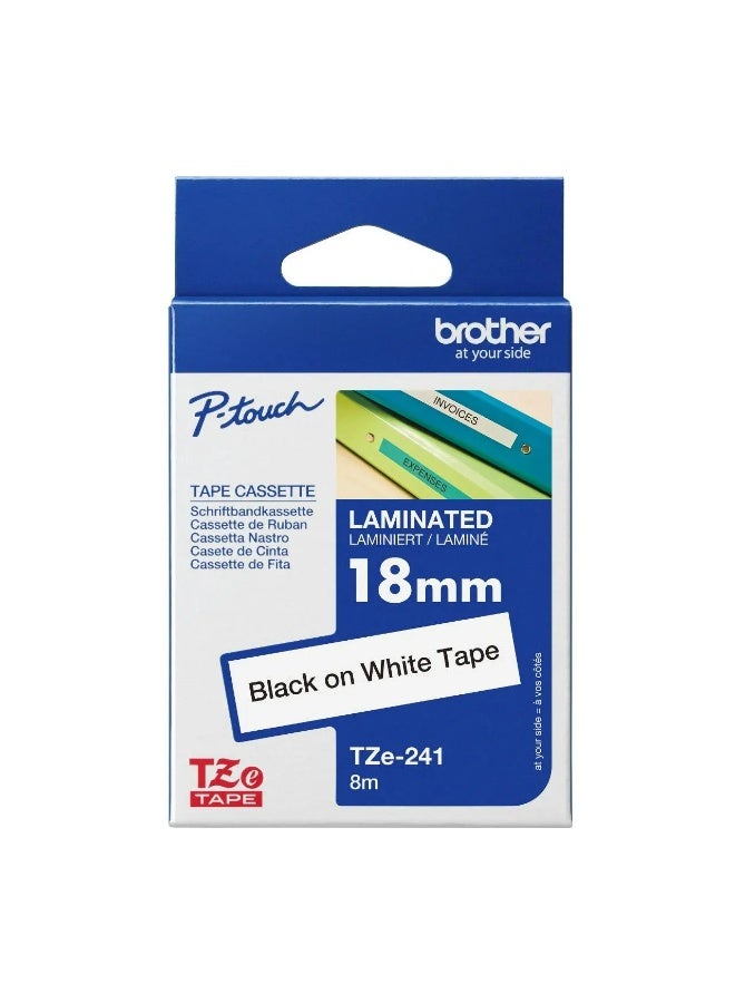 Brother laminated Label 18mm black on white TZe241